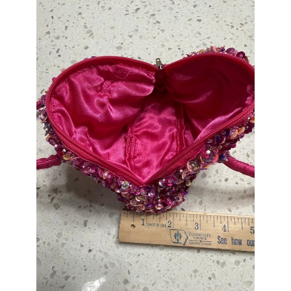 Mini Handbag Womens OS Pink/Purple Sequined Beaded Y2K Evening Bag Prom Wedding - Picture 3 of 5